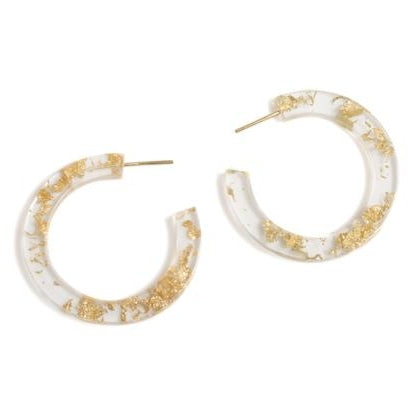 Modern Romance Boutique - Gold Flake Lucite Hoop Earrings