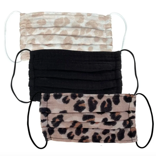 KITSCH Leopard Cotton Face Masks - Set of 3