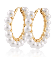 Load image into Gallery viewer, Modern Romance Boutique - Callie Pearl Hoops
