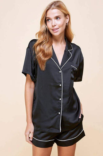 Oversized Satin Pajama Short Set